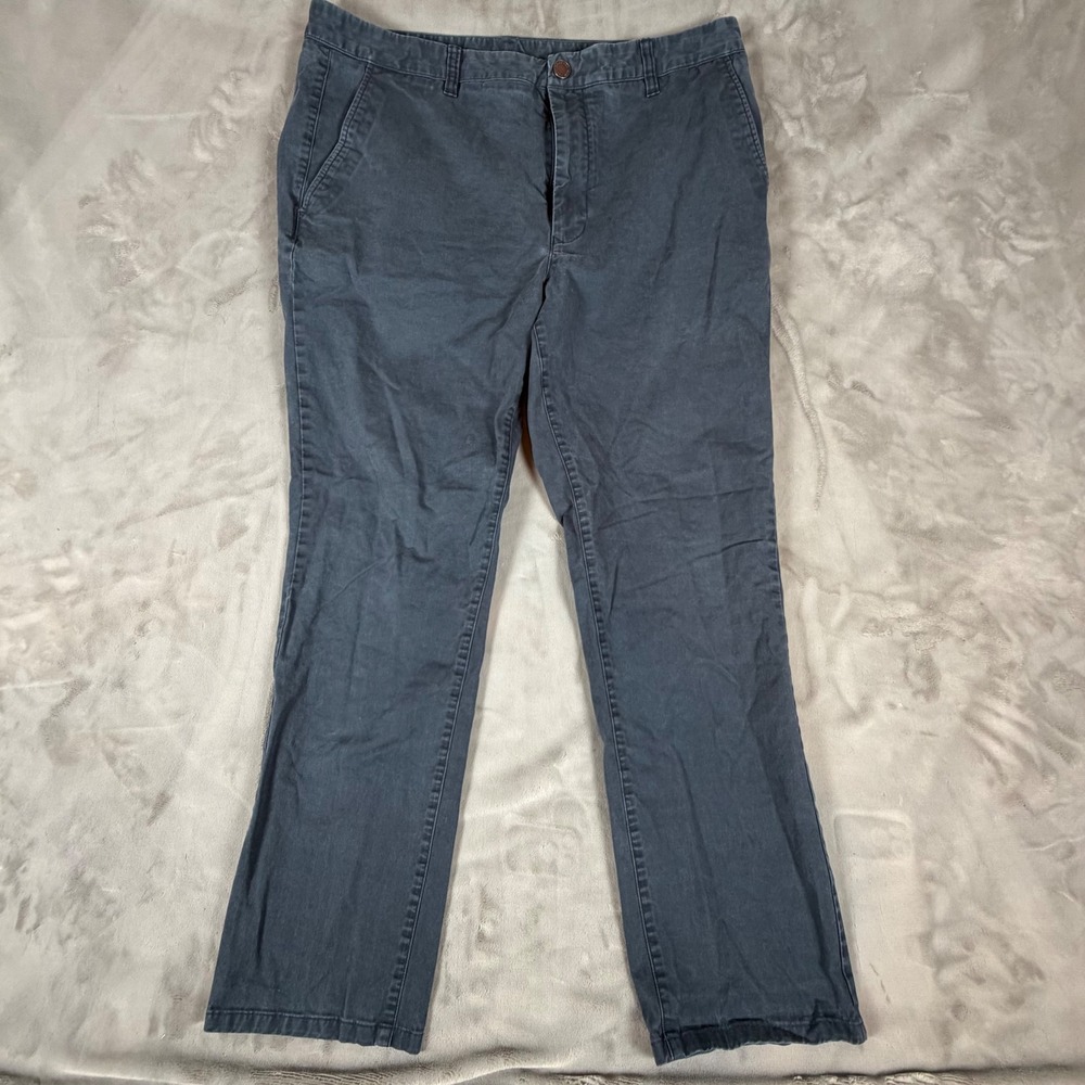 Bonobos Mens Washed Chino Pants 36x32 Straight Leg Charcoal Blue Gray Stretch